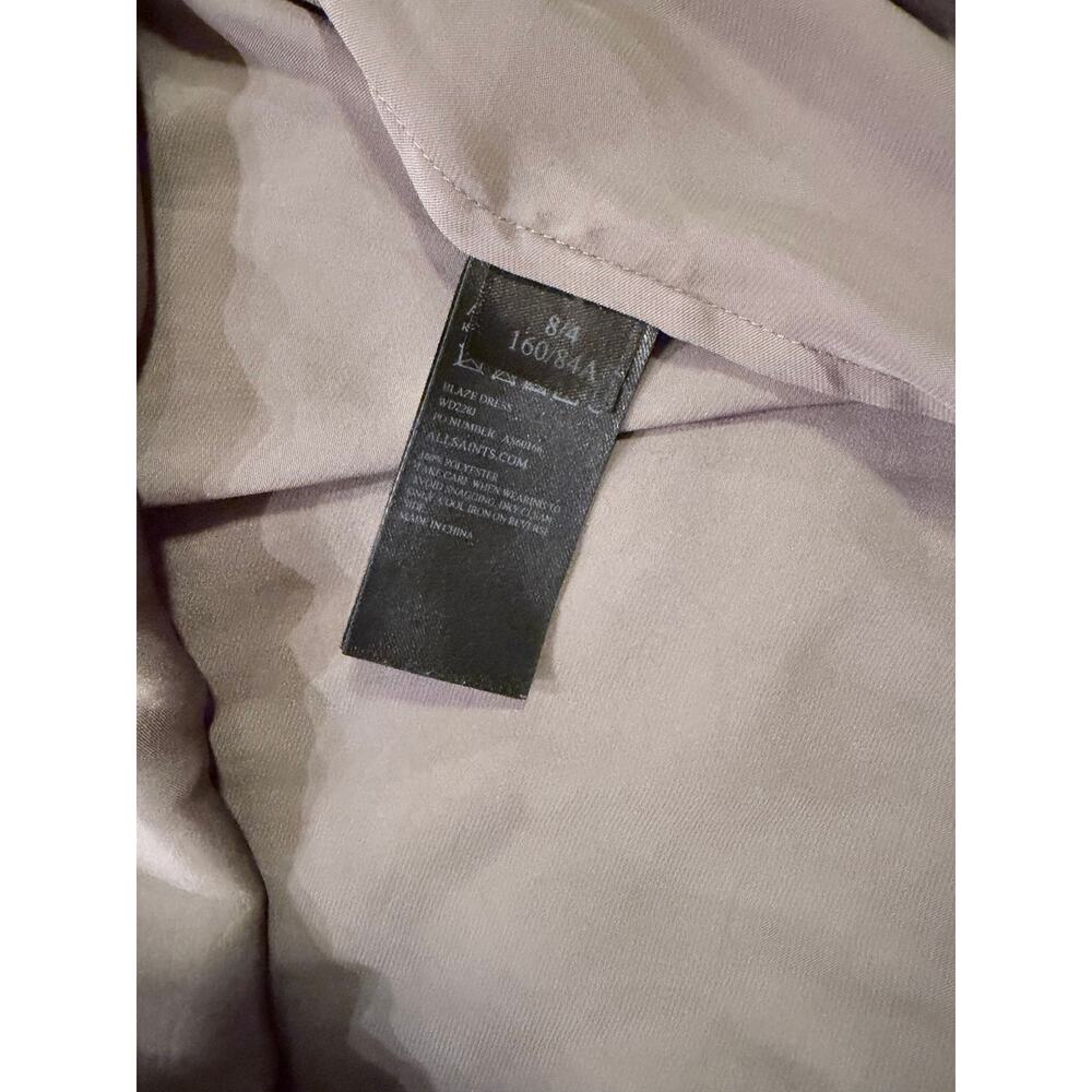 AllSaints Haze Dress Gray Satin Midi Asymmetrical Hem Japanese Cloth US 4 - Picture 8 of 12